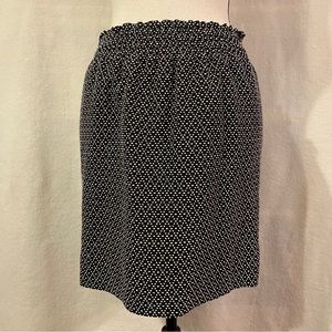 J. Crew black white dot jacquard elastic waist mini skirt